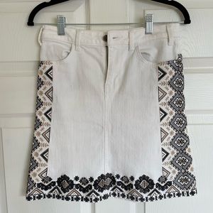 Pilcro and the Letterpress Embroidered Denim Skirt